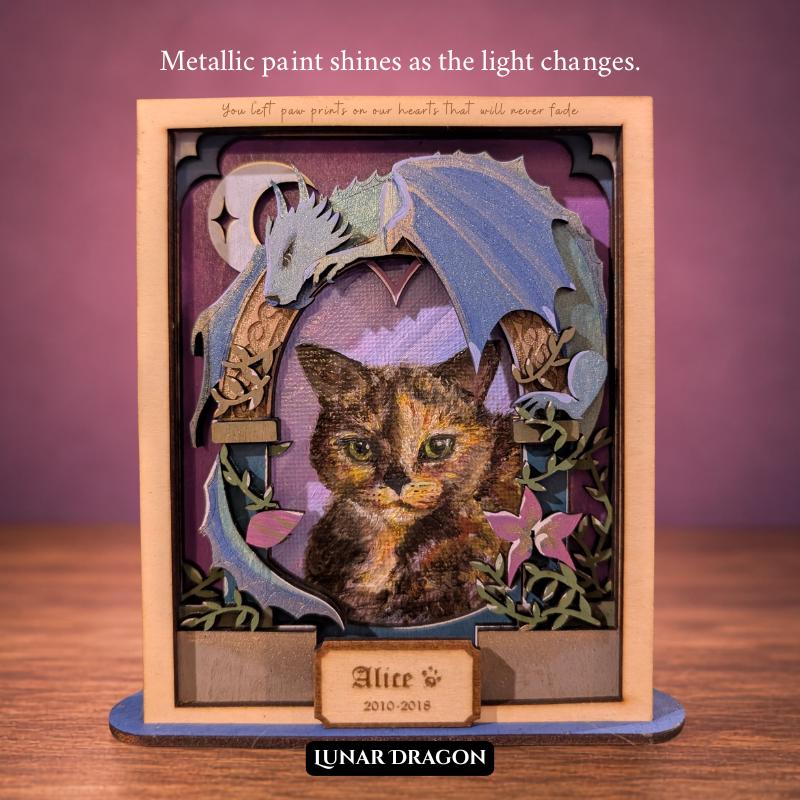 Lunar Dragon layered wooden pet portrait