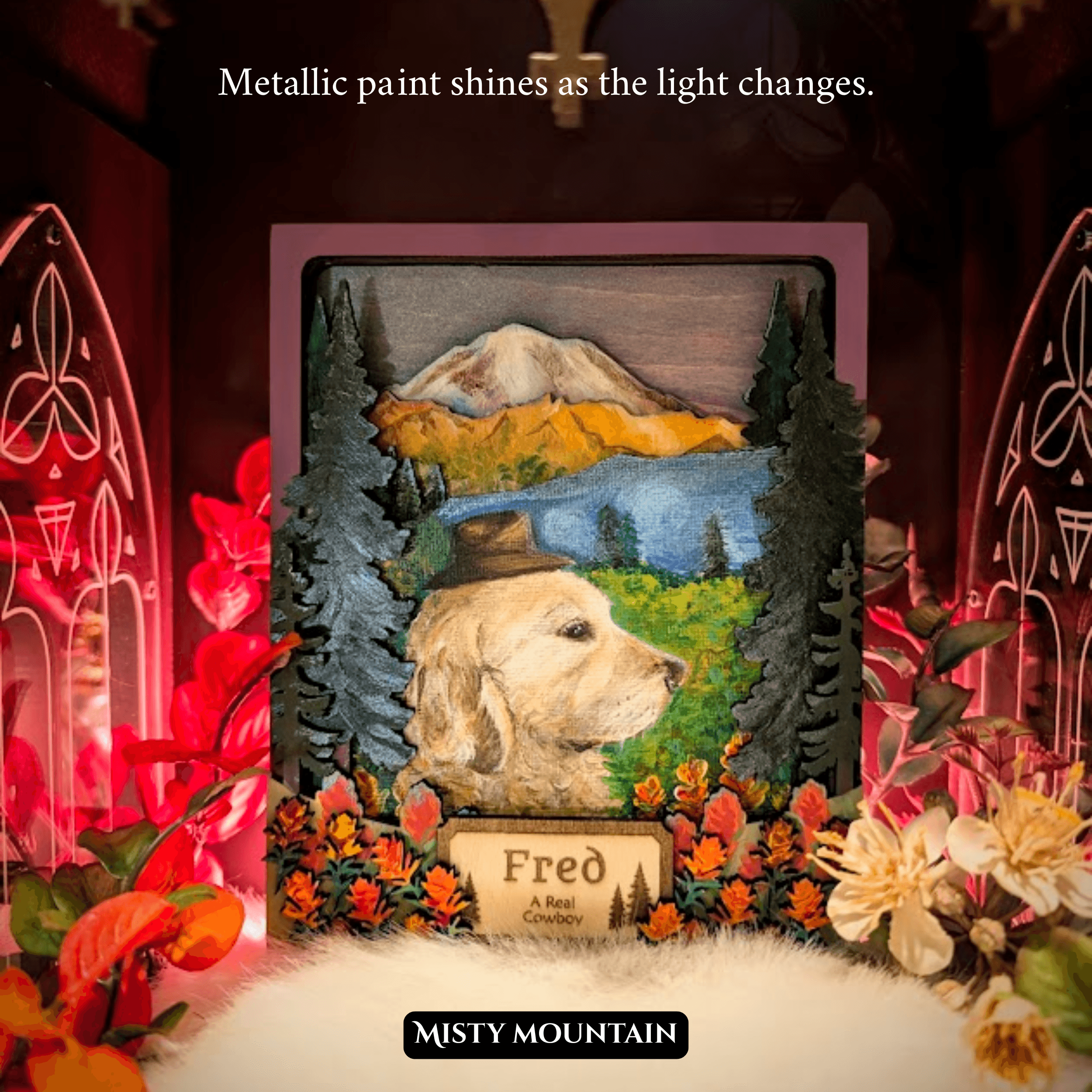 Misty mountain pet shadowbox keepsake