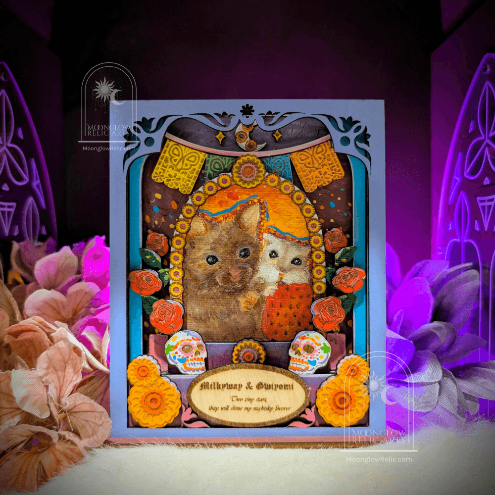 ofrenda layered wooden pet portrait