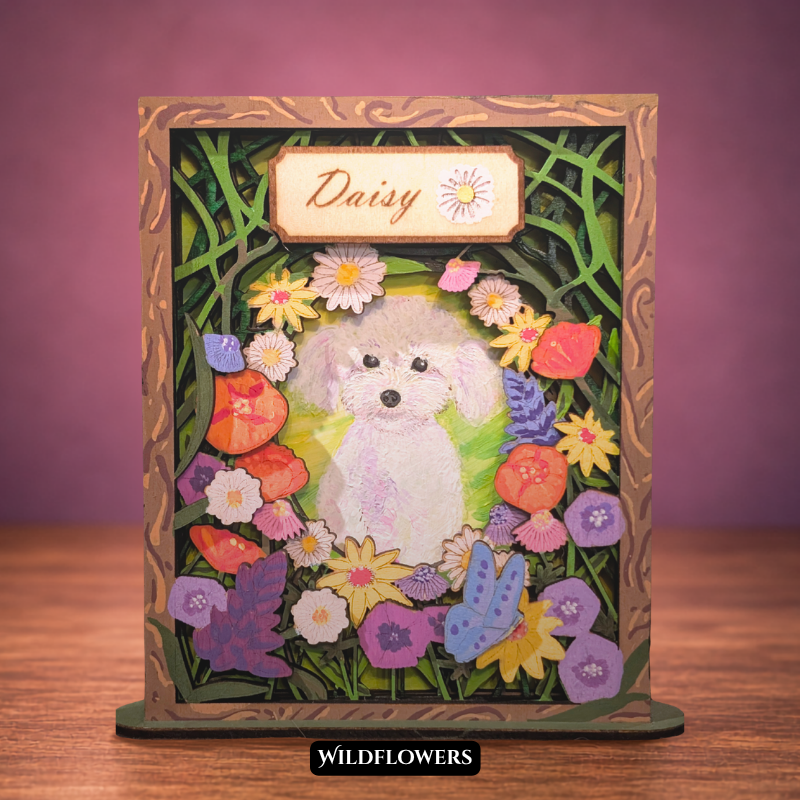 Wildflowers pet portrait shadowbox